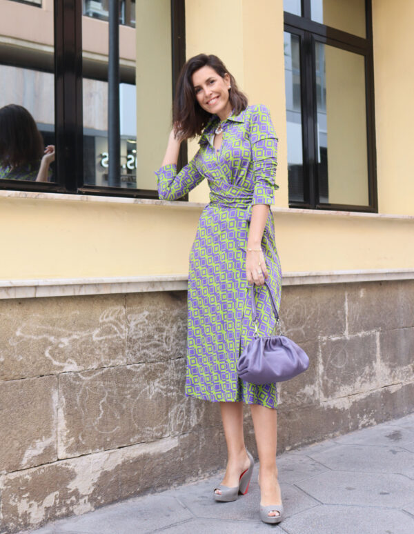 Vestido LOKI en verde y morado MOSKADA