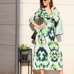 Vestido estampado en verdes