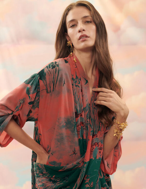 Vestido largo estampado de seda - Imagen 2