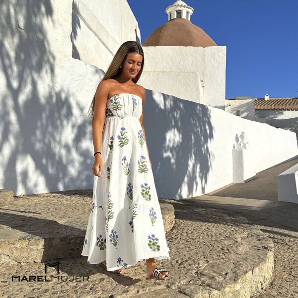 Vestido estampado largo flores