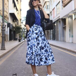 Falda estampada en azul HIGH
