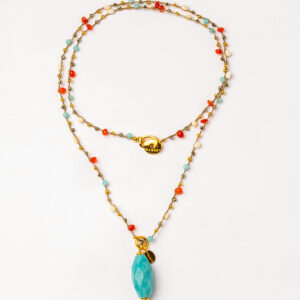 Collar velatti de lino con piedra azul