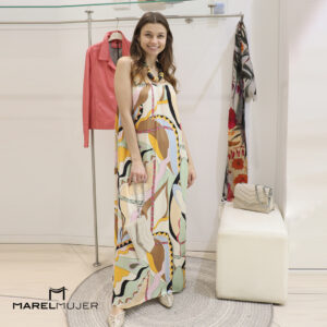 Vestido largo fluido estampado