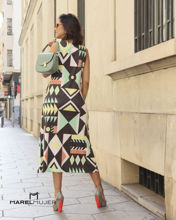 Vestido desmangado estampados geométricos - Imagen 3