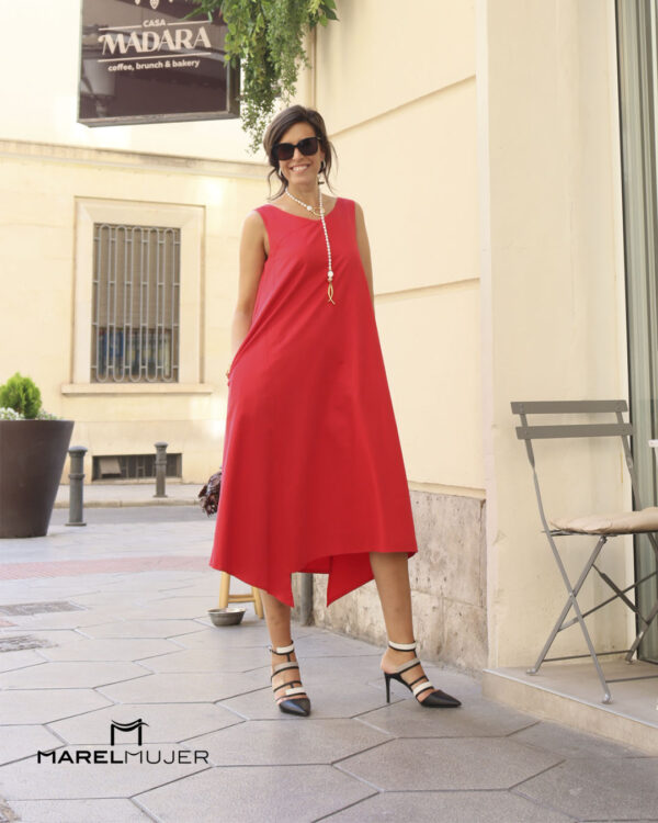 Vestido midi en rojo PEDRO NOVO