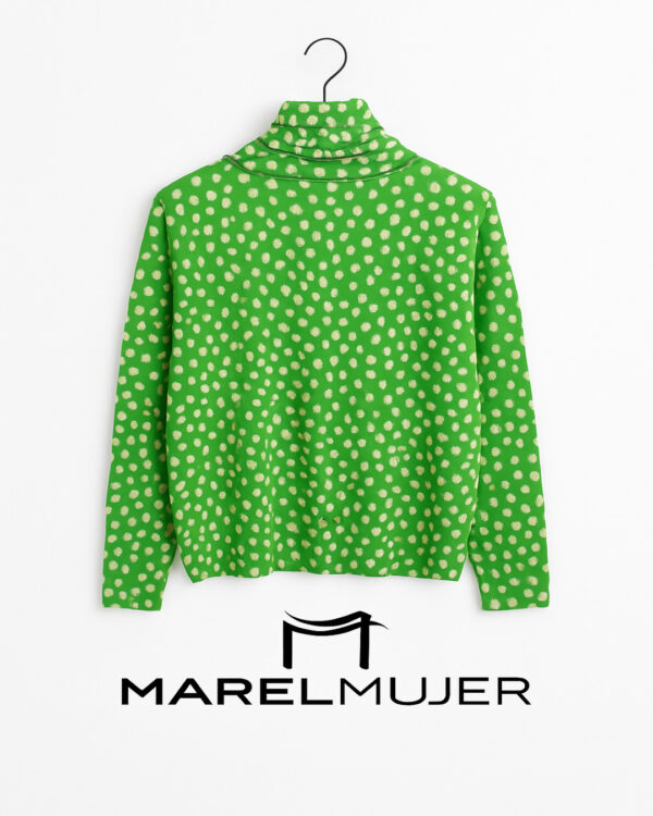 Jersey en verde con topos de lana merino - Imagen 2