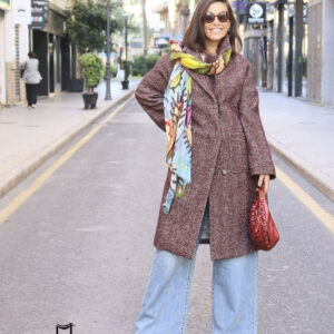 Abrigo largo combinado en granate