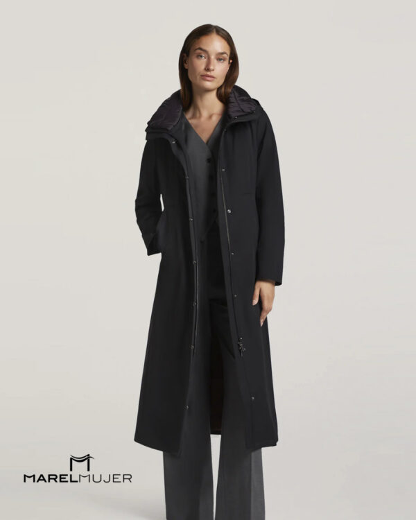 Parka larga Waterproof en negro