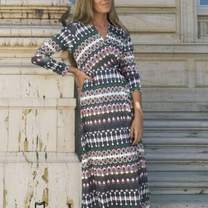 Vestido estampado geométrico de lurex