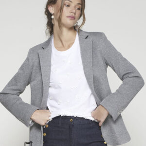 Blazer en color gris perla con brillos
