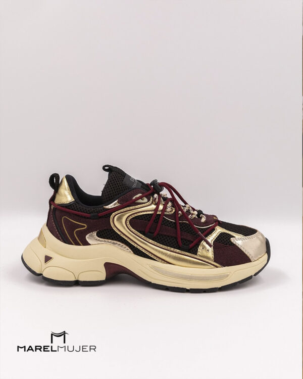 Sneackers en tonos granates y dorados - Imagen 3