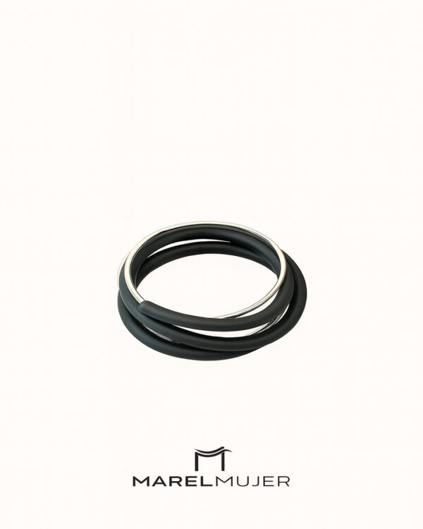 Brazalete en negro con plata - Imagen 2