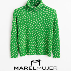 Jersey en verde con topos de lana merino