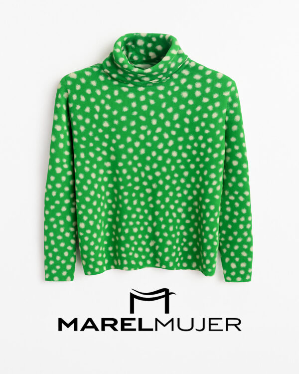 Jersey en verde con topos de lana merino