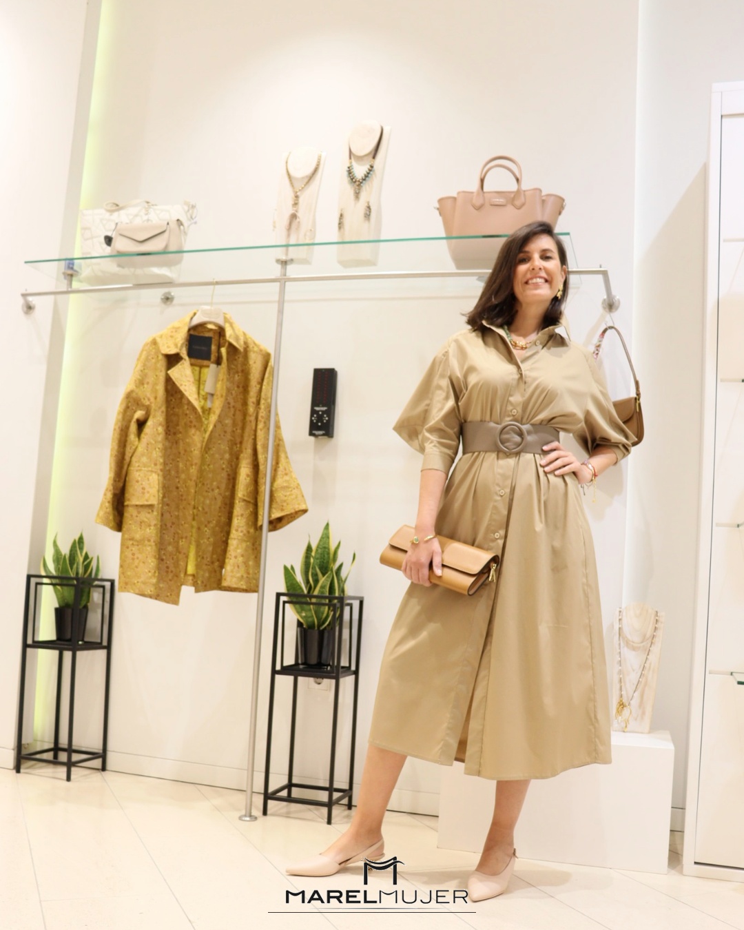 Vestido camisero con volumen en manga - Imagen 4