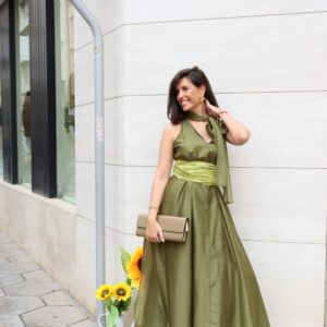 Vestido largo fluido en color verde