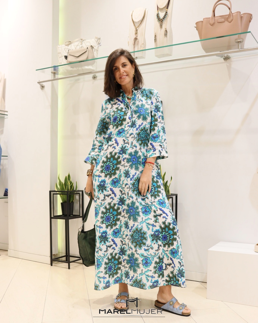 Vestido largo de lino estampado - Imagen 3