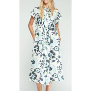 Vestido largo camisero estampado