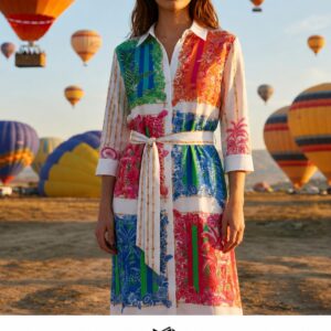 Vestido camisero fluido estampados "bambú"