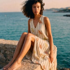 Vestido midi con estampados de hamacas