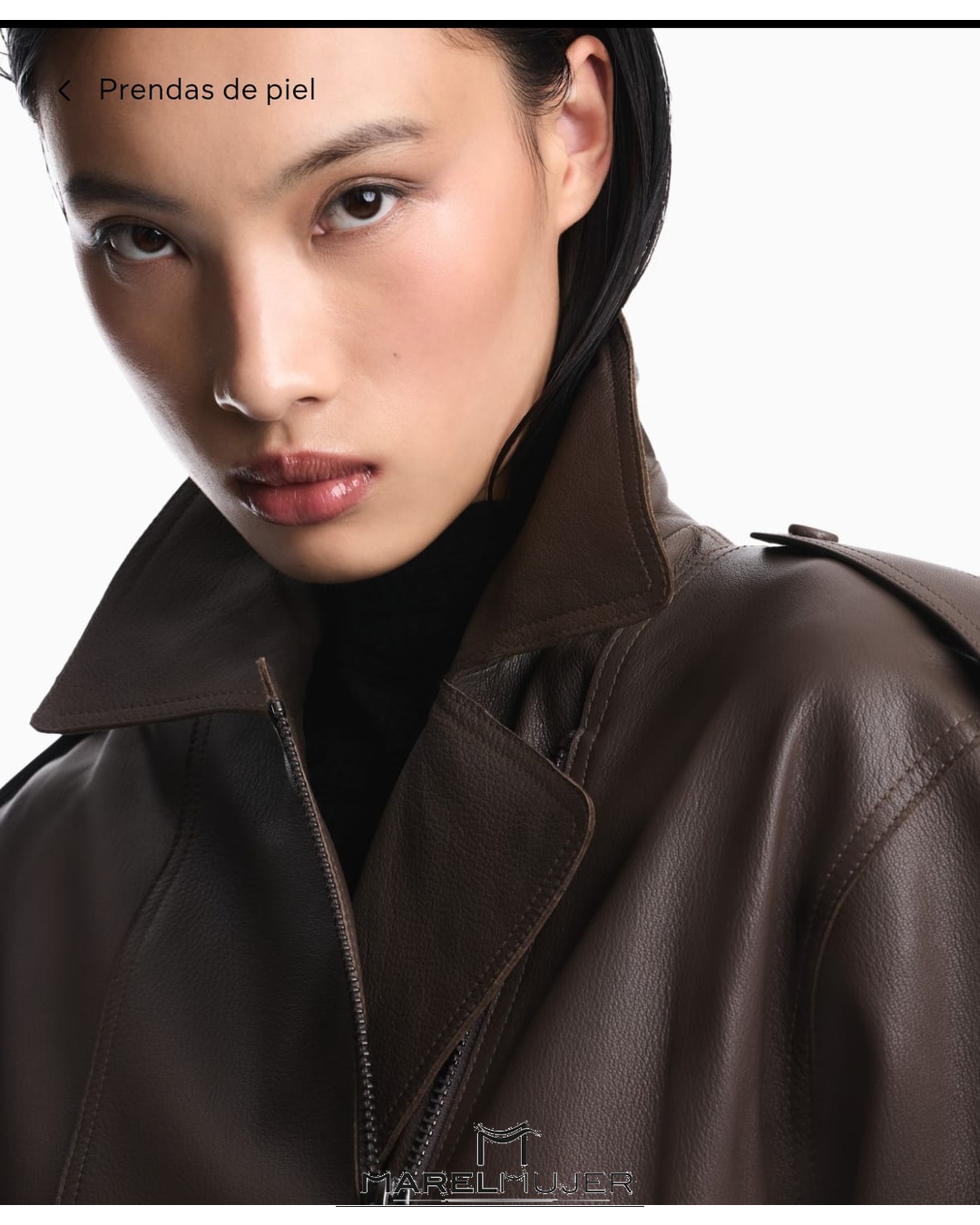 Biker de piel en marrón de EMPORIO ARMANI - Imagen 4