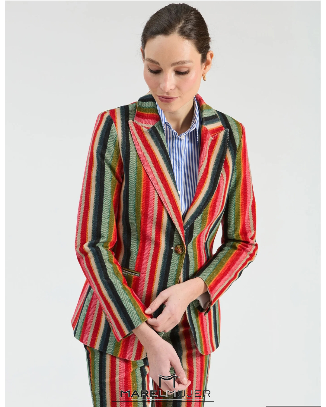 Blazer micropana de rayas de colores - Imagen 3