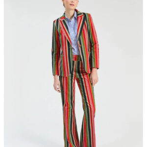 Blazer micropana de rayas de colores